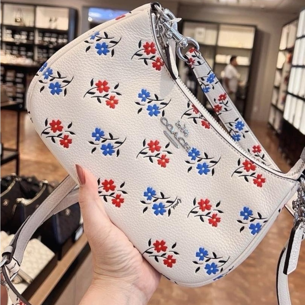 NWT - COACH Teri Shoulder Bag With Floral Print - Novelty Leather/Chalk - $398